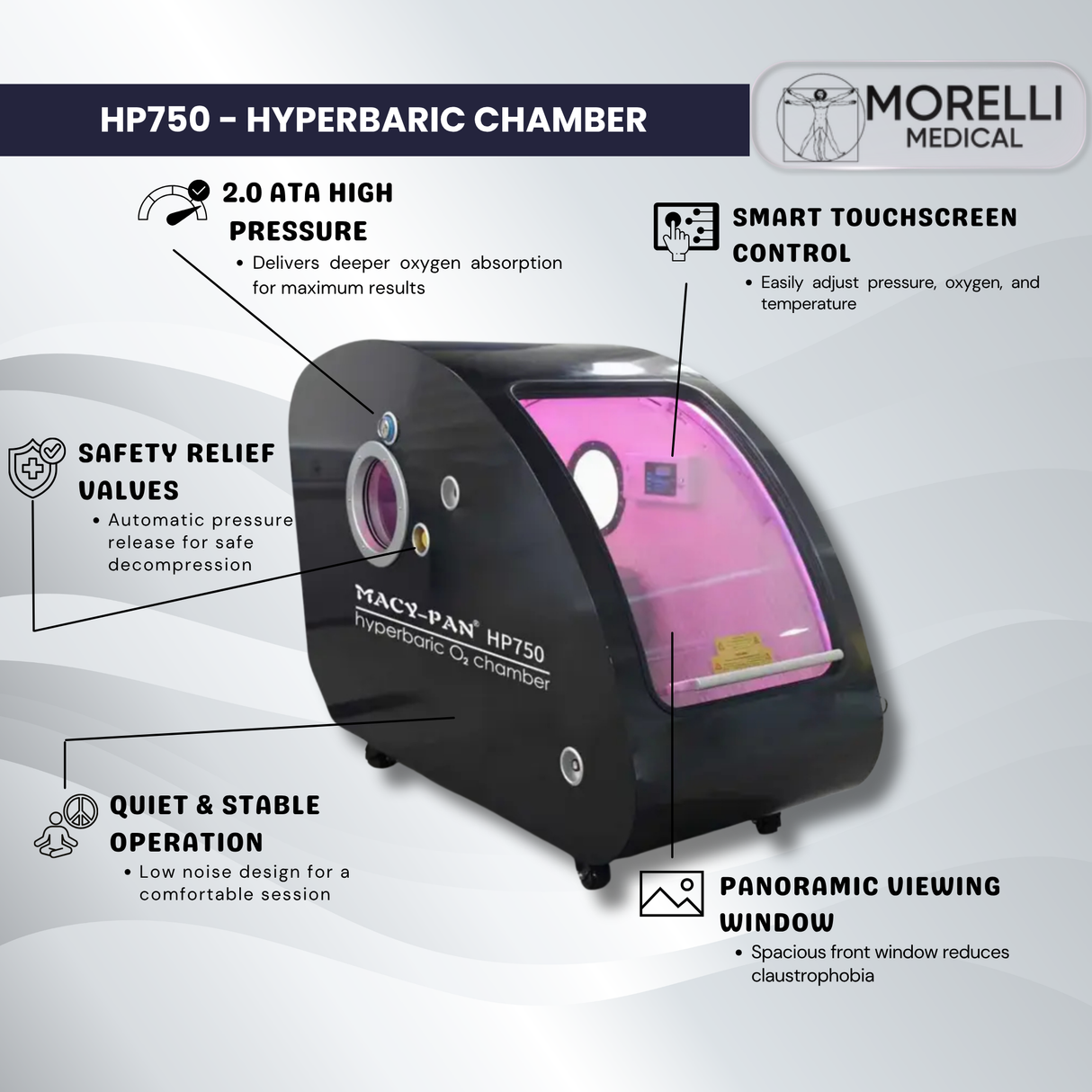 Macy-Pan Hyperbaric Oxygen Therapy Chamber 2.0 ATA Sitting Type – HP750