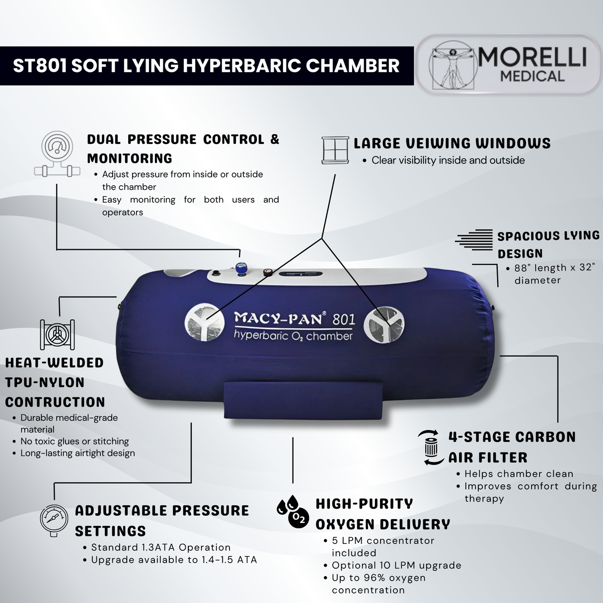 Macy-Pan Hyperbaric Oxygen Therapy Chamber Soft Lying Type - ST801